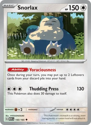 Snorlax Pokémon 151 Pokémon TCG Uncommon 143