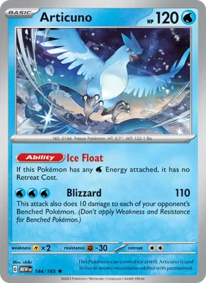Articuno Pokémon 151 Pokémon TCG Rare 144
