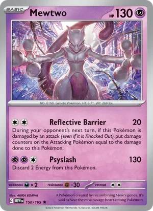 Mewtwo Pokémon 151 Pokémon TCG Rare 150