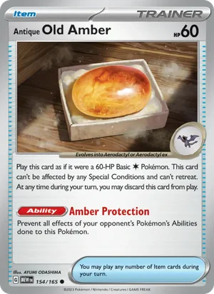 Antique Old Amber Pokémon 151 Pokémon TCG Common 154