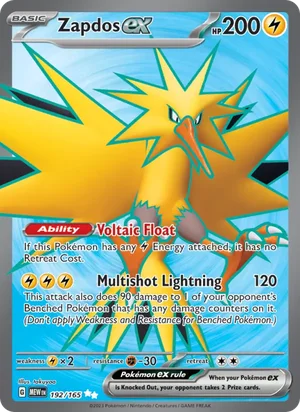 Zapdos ex Pokémon 151 Pokémon TCG Ultra Rare 192