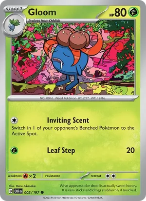 Gloom 002/197 Common, Obsidian Flames Pokémon TCG card
