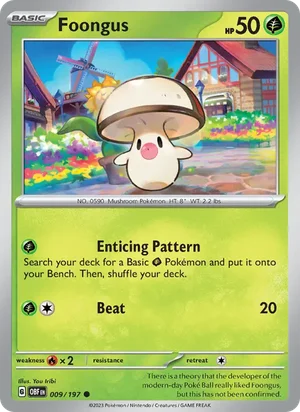 Foongus 009/197 Common, Obsidian Flames Pokémon TCG card