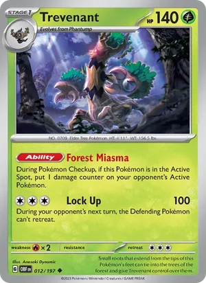 Trevenant 012/197 Uncommon, Obsidian Flames Pokémon TCG card