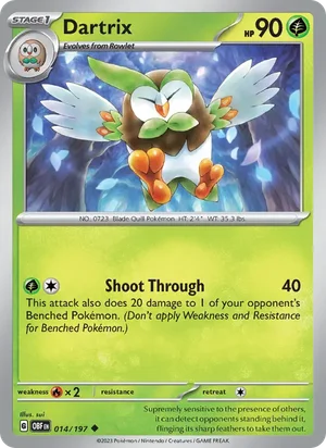 Dartrix 014/197 Uncommon, Obsidian Flames Pokémon TCG card