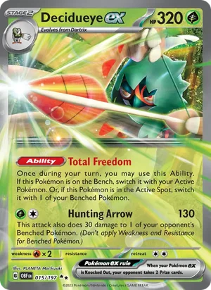 Decidueye ex 015/197 Double Rare, Obsidian Flames Pokémon TCG card