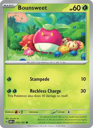 Bounsweet 016/197 Common, Obsidian Flames Pokémon TCG card