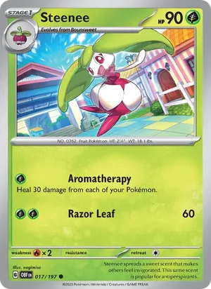 Steenee 017/197 Common, Obsidian Flames Pokémon TCG card