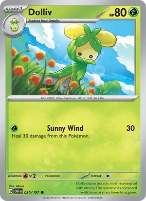Dolliv 020/197 Common, Obsidian Flames Pokémon TCG card