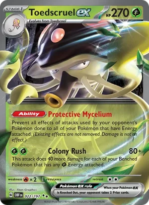 Toedscruel ex 022/197 Double Rare, Obsidian Flames Pokémon TCG card
