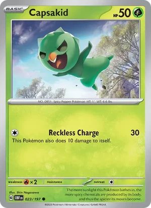 Capsakid 023/197 Common, Obsidian Flames Pokémon TCG card
