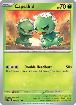 Capsakid 024/197 Common, Obsidian Flames Pokémon TCG card
