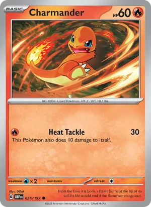 Charmander 026/197 Common, Obsidian Flames Pokémon TCG card