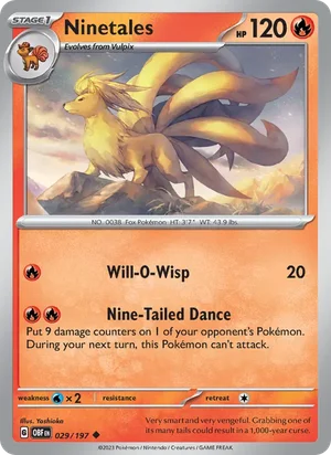 Ninetales 029/197 Uncommon, Obsidian Flames Pokémon TCG card