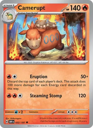 Camerupt 032/197 Uncommon, Obsidian Flames Pokémon TCG card