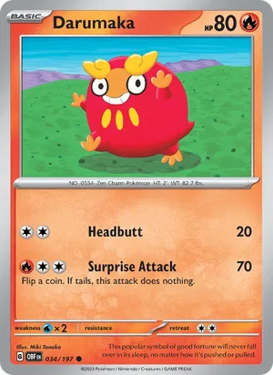 Darumaka 034/197 Common, Obsidian Flames Pokémon TCG card