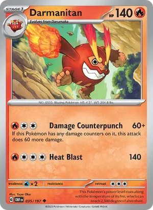Darmanitan 035/197 Uncommon, Obsidian Flames Pokémon TCG card
