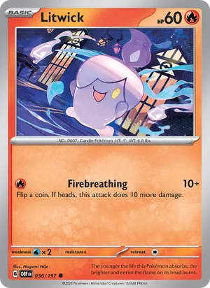 Litwick 036/197 Common, Obsidian Flames Pokémon TCG card