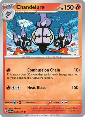 Chandelure 038/197 Uncommon, Obsidian Flames Pokémon TCG card