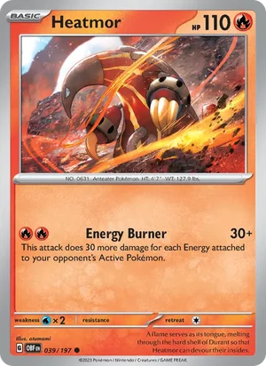 Heatmor 039/197 Common, Obsidian Flames Pokémon TCG card