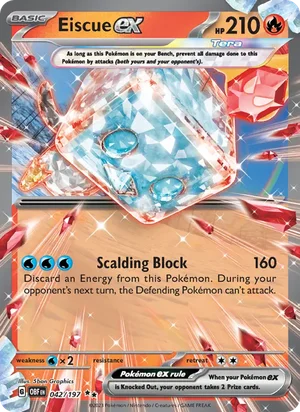 Eiscue ex 042/197 Double Rare, Obsidian Flames Pokémon TCG card