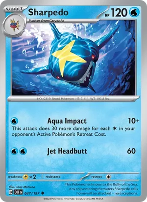 Sharpedo 047/197 Uncommon, Obsidian Flames Pokémon TCG card