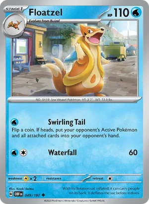 Floatzel 049/197 Uncommon, Obsidian Flames Pokémon TCG card