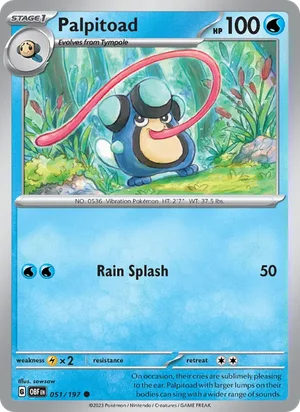 Palpitoad 051/197 Common, Obsidian Flames Pokémon TCG card