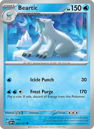 Beartic 054/197 Uncommon, Obsidian Flames Pokémon TCG card