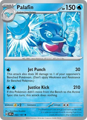 Palafin 062/197 Rare, Obsidian Flames Pokémon TCG card