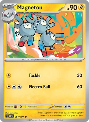 Magneton 064/197 Common, Obsidian Flames Pokémon TCG card