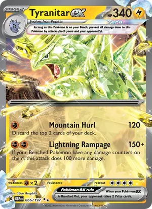 Tyranitar ex 066/197 Double Rare, Obsidian Flames Pokémon TCG card