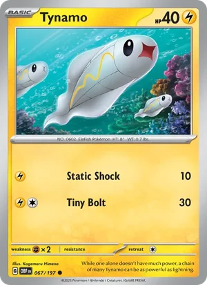 Tynamo 067/197 Common, Obsidian Flames Pokémon TCG card
