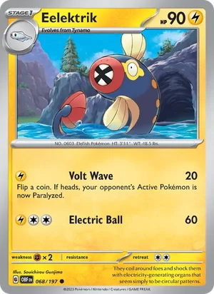 Eelektrik 068/197 Common, Obsidian Flames Pokémon TCG card