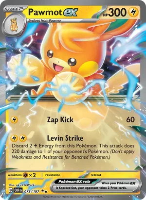 Pawmot ex 073/197 Double Rare, Obsidian Flames Pokémon TCG card