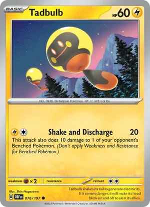 Tadbulb 076/197 076/197 Common, Obsidian Flames Pokémon TCG card