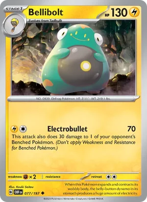 Bellibolt 077/197 Uncommon, Obsidian Flames Pokémon TCG card