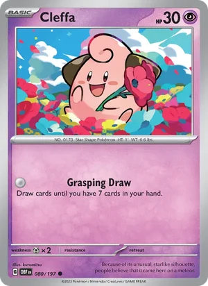 Cleffa 080/197 Common, Obsidian Flames Pokémon TCG card