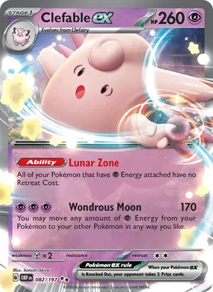 Clefable ex 082/197 Double Rare, Obsidian Flames Pokémon TCG card