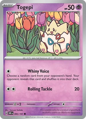 Togepi 083/197 Common, Obsidian Flames Pokémon TCG card
