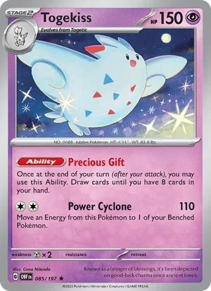 Togekiss 085/197 Rare, Obsidian Flames Pokémon TCG card