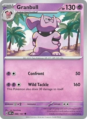 Granbull 088/197 Uncommon, Obsidian Flames Pokémon TCG card