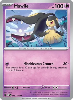 Mawile 089/197 Common, Obsidian Flames Pokémon TCG card