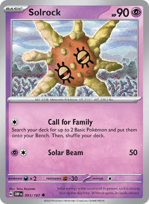 Solrock 093/197 Uncommon, Obsidian Flames Pokémon TCG card