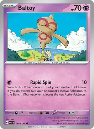 Baltoy 094/197 Common, Obsidian Flames Pokémon TCG card