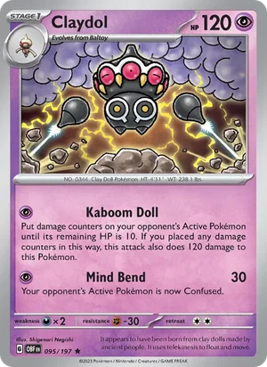 Claydol 095/197 Rare, Obsidian Flames Pokémon TCG card