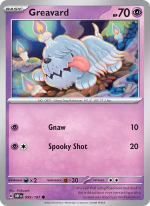 Greavard 099/197 Common, Obsidian Flames Pokémon TCG card
