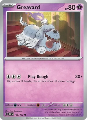 Greavard 100/197 Common, Obsidian Flames Pokémon TCG card