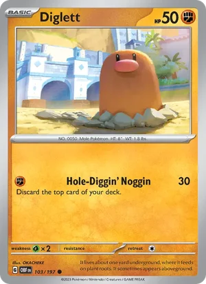 Diglett 103/197 Common, Obsidian Flames Pokémon TCG card