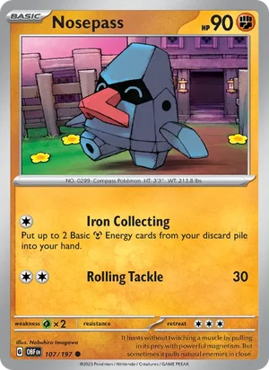Nosepass 107/197 Common, Obsidian Flames Pokémon TCG card